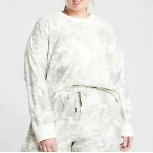 Athleta | Farallon Print Sweatshirt in Inversion Grey Size 1X